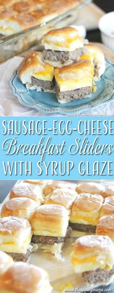 sausage egg - cheese breakfast sliders with syrup glaze are the perfect appetizer