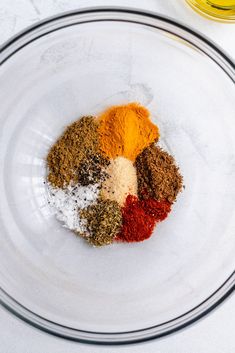 spices and seasonings in a glass bowl