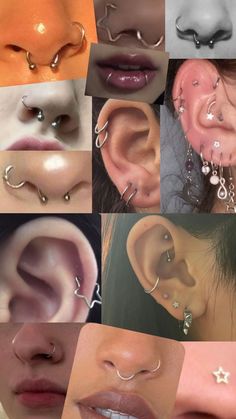 many different types of nose piercings are shown