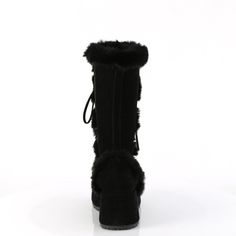 2 3/4" Platform Lace-Up Mid-Calf Boot, Side Zipper - Fit Guide: True to Size - Heel Height: 2 3/4" Platform - Brand: Demonia - Shown in Women's Sizes - Country of Origin: Imported Open Toed Shoes, Demonia Shoes, Exotic Dance, Pinup Couture, Black Platform Boots, Black Camel, Knee Boot, Fake Fur, Black Vegan