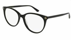 Authentic Gucci GG 0093 O 001 cat eye shape Black Eyeglasses Frame Details Model  Gucci 0093 O Lens Color Clear Front Color Black Temple Color Black Measurements 53/17/140 RX- Able Yes Packaging: Glasses arrive in a velvet hard case, available in a range of six jewel-toned colors and paired with a coordinating satin lining. The case color selection will be individually selected for each pair of glasses and comes with a matching satin flannel pouch and ivory microfiber cloth and Authenticity card Gucci Frames, Black Eyeglasses Frames, Gucci Eyeglasses, Gucci Glasses, Oval Eyeglasses, Gucci Eyewear, Glasses Online, Prescription Eyeglasses, Sunglass Lenses