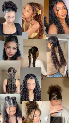 Voila des idees de coiffures pour cheveux bouclés / ondulé !! ARRETEZ DE LES LISSEZ 🥰💍💗😻#hair #hairstyle #haircare #hairgoals Hairstyle Ideas Aesthetic, Sassy Hair Older Women, Scrunchie Bun, Hair Older Women, Natural Afro