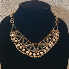 Elegant Statement Collar Necklace, Gold Tone Chain With Pink And Smoky Beads. Stunning! Nwot Bundle For Savings On Shipping! Elegant Pink Necklaces With Gold Beads, Elegant Pink Beaded Necklace With Gold Beads, Elegant Pink Necklace With Gold Beads, Collar Necklace Gold, Statement Collar, Statement Collar Necklace, Pink Beads, Collar Necklace, Necklace Gold