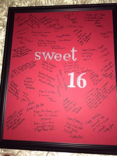 a red wall with writing on it that says sweet 16