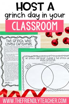 the grin day in your classroom with text overlaying it and an image of red apples