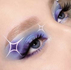 New Years Makeup Looks, Artistic Eyeliner, Colourful Makeup, Makeup 2024, Makeup Charts, Makeup Pictorial, Water Fairy, Purple Eye Makeup