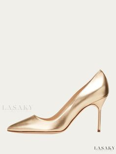 Lasaky - Exquisite Gold Almond Toe Stiletto Heel Dress Pumps for Elegant Women Thigh High Boots Summer, Vintage Shoes Men, Fall Heels, Metallic Pumps, Spike Shoes, Groom Shoes, Kitten Heel Pumps, Bride Shoes, Prom Shoes