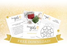 three christmas gifts are shown with the text, free printables and an ornament