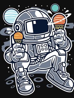 an astronaut with ice cream in his hand