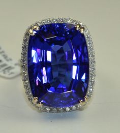 Tanzanite Stone 39.27 Carats in 18k WG by FineDesignsbyRaphael Most Expensive Jewelry, Tanzanite Rings, Cushion Cut Diamond Ring, Tanzanite Jewelry, Vvs Diamond, Fine Jewelery, Tanzanite Stone, Cushion Cut Diamond, Ring Halo