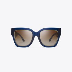 Kira Chevron Square Sunglasses: Women's Designer Sunglasses & Eyewear | Tory Burch Chic Rectangular Sunglasses For Travel, Modern Travel Sunglasses, Elegant Square Frame Sunglasses For Travel, Chic Square Frame Sunglasses For Travel, Tory Burch Kira Chevron, Kira Chevron, Tory Burch Kira, Sunglasses Women Designer, Navy And Brown