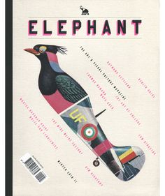 the cover of an elephant magazine with a bird on it