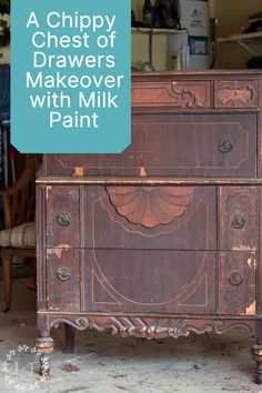 a chippy chest of drawers makeover with milk paint in this diy project