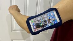 the armband is attached to an iphone