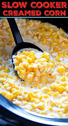 a slow cooker filled with creamed corn