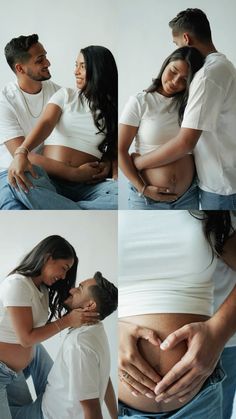 a pregnant couple cuddles in their belly