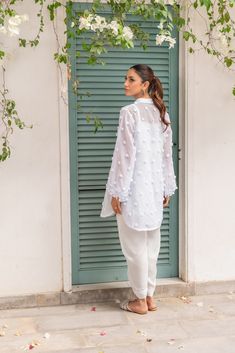 This elegant piece is composed of materials that are light and airy, ideal for those scorching summer days. Paired with dhoti pants in a matching color, it adds an oomph to this summery ensemble. NOTE: Full inner can be made on request. Cyan Dress, Dhoti Pants, Summer Basics, Summer Day, Summer Days, Color Matching, Breathable Fabric, Pants, Color