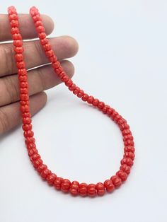 AAA Quality Coral Gemstone Melon Beads, Pumpkin Shape Coral Beads, Natural Rondell Carving Beads Coral Carved Melon Beads Necklace ★ Gemstone - Coral ★ Type - Natural ★  Style - Carved Melon Beads ★ Color - Show as Picture ★ Beads Size - 5 To 7 MM Approx. ★ Necklace Length - 14 To 24 Inch ★ Adjustable - 1 Inch External ★ Quality - AAA Handmade ( Measurement and Weight are close to approximations.) THANK YOU FOR VISIT Coral Beaded Necklaces, Coral Polished Beaded Necklace, Coral Polished Beaded Necklaces, Coral Beaded Necklaces For Jewelry Making, Coral Necklaces With Faceted Round Beads, Coral Beads For Jewelry Making, Coral Necklace With Faceted Round Beads, Orange Gemstone Beads For Jewelry Making, Orange Beaded Necklaces With Oval Spacer Beads