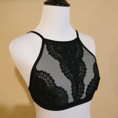 Brand Nwt! Perfect Condition. Size Small. Black Lace Summer Bra, Black Lace Bra For Summer, Victoria's Secret Summer Bra For Night Out, Victoria's Secret Summer Night Out Bra, Summer Sheer Black Bra, Sheer Black Summer Bra, High Neck Bra, Women's Intimates, Bralette