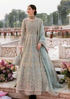 Ice Blue Front Open Lehenga Gown Pakistani Wedding Dresses Blue Pakistani Bridal Dress, Pakistani Bridal Lehenga, Pakistani Lehenga, Pakistani Bridal Dress, Walima Dress, Lehenga Gown, Lehenga Blouse Designs, Latest Bridal Dresses, Bridal Dresses Pakistan