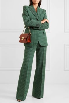 Monochromatic Dressing, Professional Wear, Green Suit, Plaid Suit, Woman Suit Fashion, Pantsuits For Women, Power Dressing, Power Suit, Moda Vintage