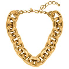 Gold Medium Link Necklace Yellow Gold Chunky Chain Necklace With Oval Links, Classic Link Chain Necklace With Chunky Chain, Classic Chunky Oval Link Chain Necklace, Classic Chunky Chain Necklace With Oval Links, Gold-tone Solid Link Chain Necklace, Luxury Chunky Oval Link Chain Necklace, Multicolor Pearl Necklace, Lion Head Necklace, Strawberry Necklace