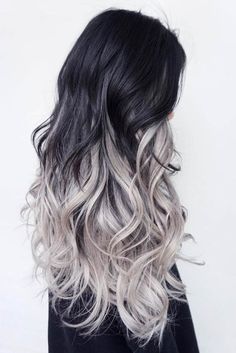 30+ Gorgeous Balayage on Black Hair Ideas Trending in 2022 27 Grey Ombre Hair, Long Hair Waves, Silver Ombre, Spring Hair Color, Silver Grey Hair, Long Hair Color