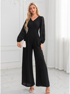 JJ's House No Polyester Maxi V-Neck Fall Winter Jumpsuit/Pantsuit NO Black S Height:5.7ft(174cm) Bust:33.5in(85cm) Waist:26in(66cm) Hips:36in(91cm) Dress. #JJ's House #No #Polyester #Maxi #VNeck #Fall #Winter #JumpsuitPantsuit #NO #Black #S #Dress