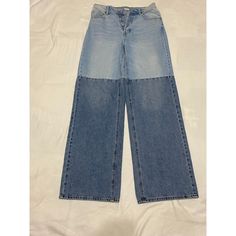 Like New. Washed But Never Worn. Size 27 High Waisted Two Tone Baggy Style Jeans. Trendy Oversized Blue Bottoms, Trendy Oversized Blue Jeans, High Waisted Baggy Jeans, Jeans Pacsun, Denim Cargo Pants, Pacsun Jeans, Baggy Style, Raw Hem Jeans, White Halter Maxi Dress