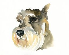 a watercolor painting of a dog's face