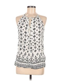 Kenar Sleeveless Blouse Size: Medium Tops - used. 100% RAYON, Print | Kenar Sleeveless Blouse: Ivory Print Tops - Size Medium White Sleeveless Halter Top For Vacation, White Bohemian Sleeveless Halter Top, White Sleeveless Bohemian Blouse, Sleeveless Blouse, Print Tops, Sleeveless Top, Women Handbags, Womens Tops, Size Medium