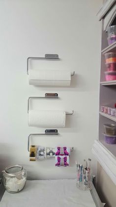 GREAT idea for storage and organization in your home nail salon! | nail technician room ideas | nail salon ideas #nailsalon Home Nail Salon Ideas, Nail Technician Room, Salon Interior Design Ideas, Tech Room, Pedicure Station