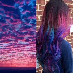 Pink And Blue Hair, Sunset Hair Color, Tumblr Hair, Wild Hair, Hair Dye Colors