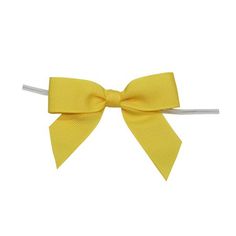 a yellow bow on a white background