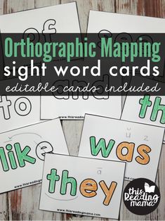 four different sight word cards with the words, i was they? and other words