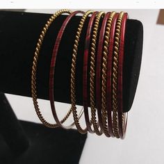 New Bangle Bracelets, Set Of 10 Red & Gold Tone. Fits 7-8" Wrist. Nwt- New With Tag. Silver Braided Bracelet, Expandable Bangle Bracelet, Coin Bracelet, Bangle Bracelet Set, Bracelets Set, Adjustable Jewelry, Turquoise Bracelet Cuff, Ball Bracelet, Stacked Bangles