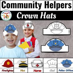 the community helpers crown hats for children