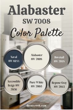 an advertisement for the color palettes available in several different colors, including white and blue