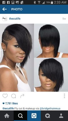 Short Black Hair Styles, Hair Shaved Sides, Hair Short Styles, Perm Styles, Black Hair Styles, Side Shaved, Relaxed Hairstyles, Undercut Hair, Edgy Hairstyles