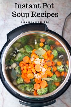 instant pot soup recipe with carrots and broccoli in it