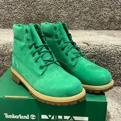 Brand New In The Box And Authentic Item. The Box Is Not Perfect. Green Waterproof Boots With Round Toe, Green Waterproof Boots With Reinforced Round Toe, Green Lace-up Boots With Reinforced Heel, Green Timberland, Timberland Boots Mens, Timberland Kids, Timberland 6, Green Boots, Timberlands Shoes