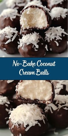 no - bake coconut cream balls on a plate