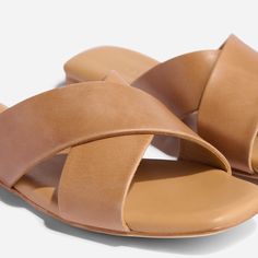 Slide on in. This sandal mixes together all-day comfort and timeless style, seamlessly. | Women's Catalina Slide Sandal . Brown Size 6 Workwear Essentials, Heel Tap, Mule Sneakers, Old Shoes, Leather Slide Sandals, Weave Style, Slide On, Womens Sandals Flat, Sneaker Heels