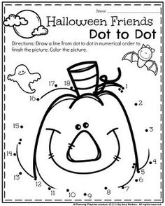 halloween dot to dot worksheet for kids