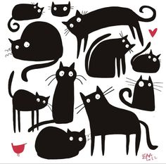 black cats with different shapes and sizes