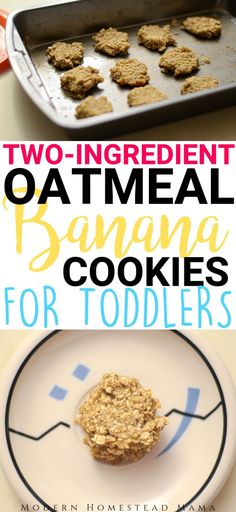 two ingredient oatmeal banana cookies for toddlers are on a white plate