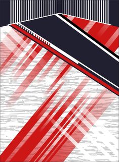 a red white and blue abstract background with lines