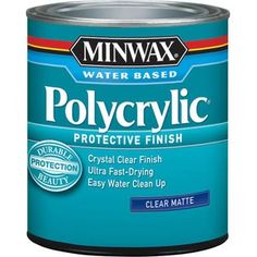 a gallon of polycrylic protective finish paint with clear seal on the side