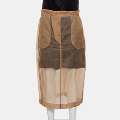 Fall In Love With The Elegance And Craftsmanship Of This Max Mara Beige Pencil Skirt. Designed With Silk, The Sheer Skirt Is Equipped With Four External Pockets And Zip Closure At The Front. Sheer Skirts Are Undoubtedly Edgy, Fashion Forward, And Totally Street Style Appropriate. Sheer Skirts, Beige Pencil Skirt, Beige Silk, Mini Pencil Skirt, Style Finder, Sheer Skirt, Office Ladies, Edgy Fashion, Max Mara