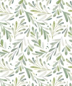 watercolor leaves and branches on a white background seamless wallpaper pattern stock photo